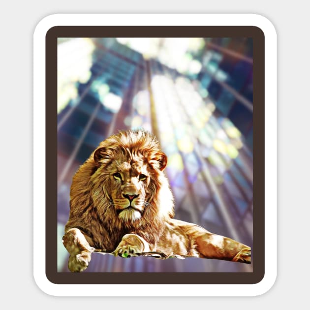 Lion on SKYscraper Sticker by PersianFMts